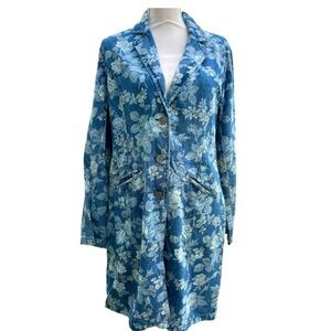 Vintage Floral Blue Jean Trench